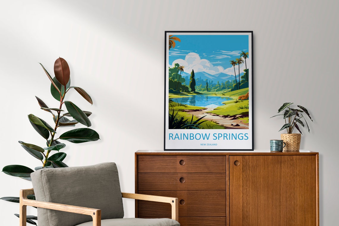 Rainbow Springs New Zealand Lush Green Valley Stream View Poster - Image 2