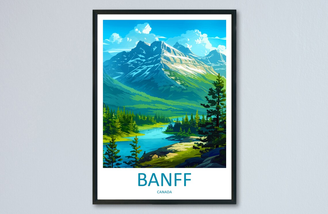 Banff National Park Travel Poster, Canada Landscape