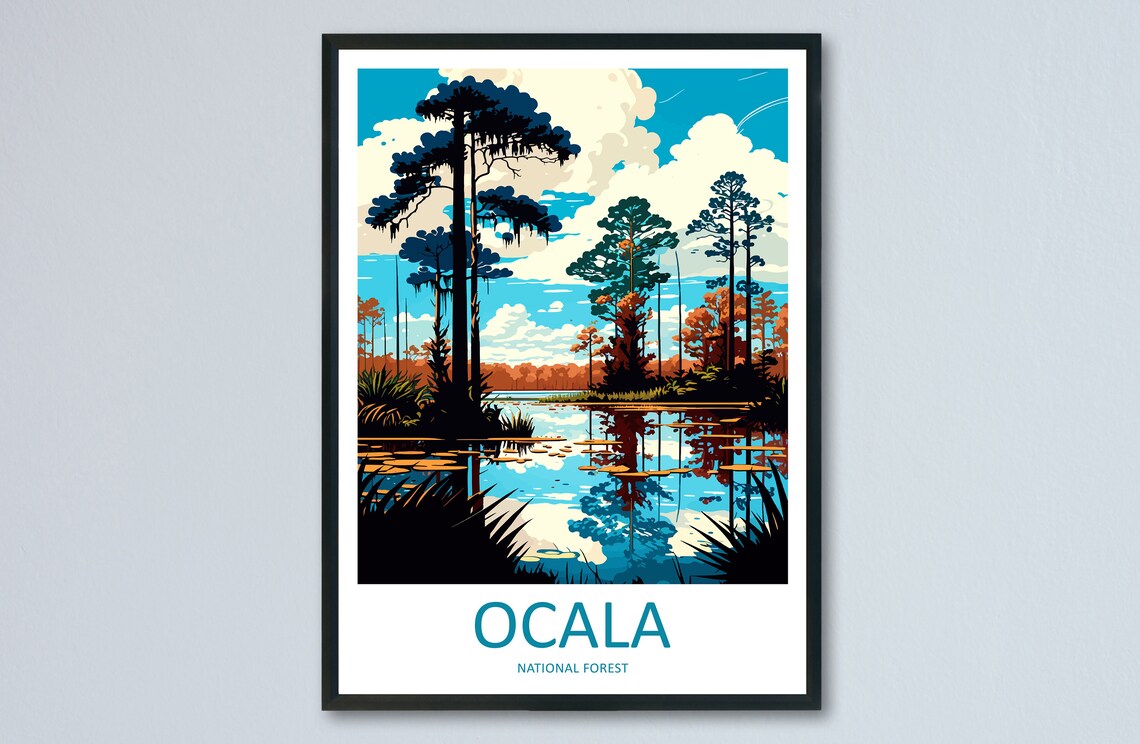 Ocala National Forest Cypress Lake Minimal Landscape Travel Poster