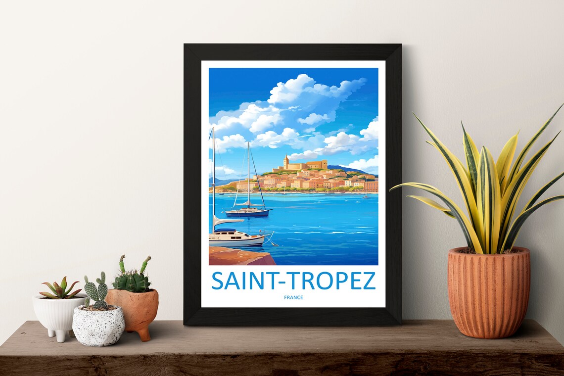 Saint-Tropez France Harbor Sailboats Riviera Chic Travel Poster - Image 3