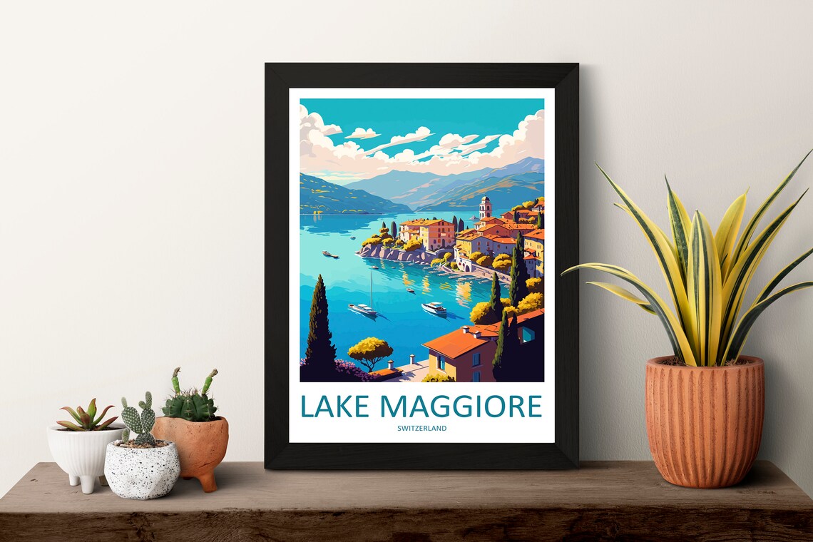 Lake Maggiore Travel Poster, Switzerland Wall Decor - Image 3