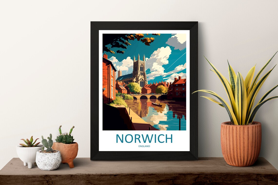 Norwich Travel Poster, England Travel Wall Art - Image 3