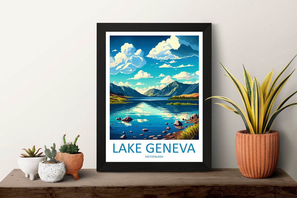 Lake Geneva Home Decor Switzerland Art Print - Image 3