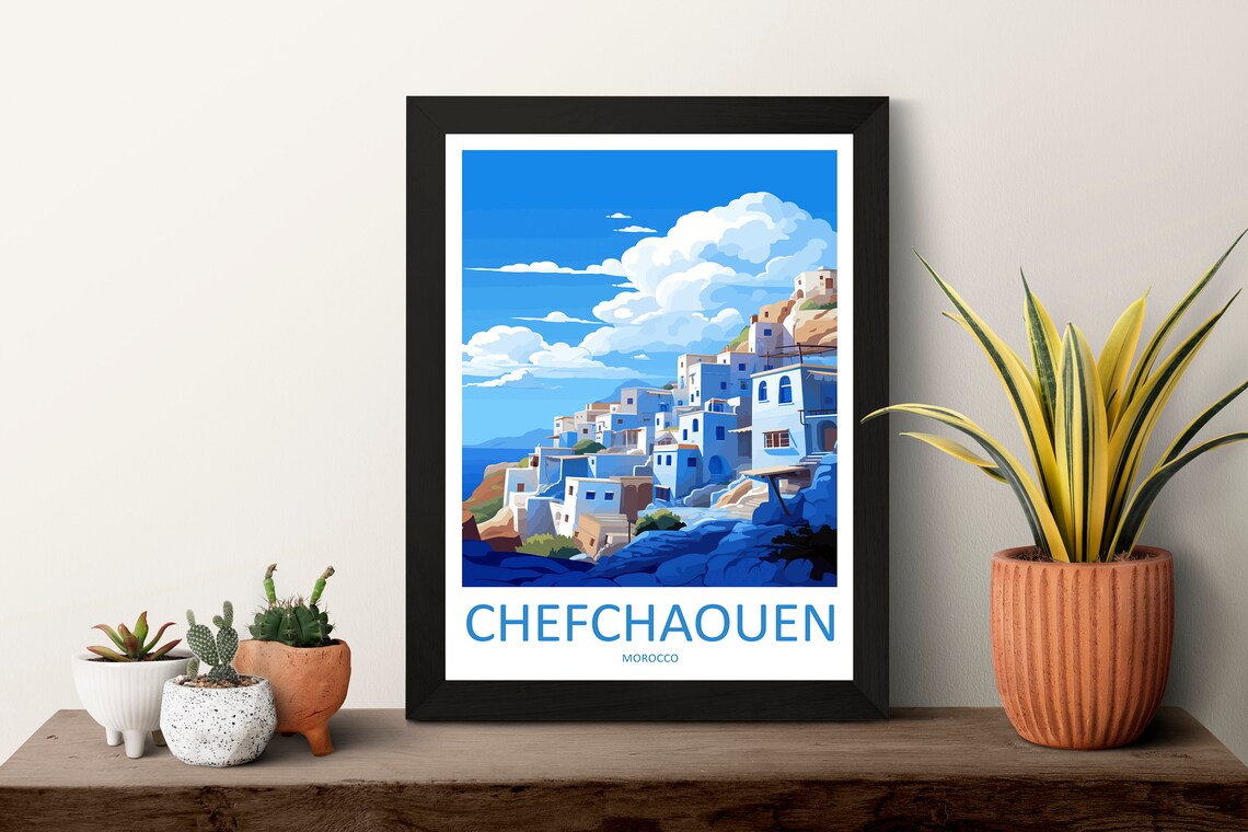 Chefchaouen Travel Poster, Morocco Wall Art - Image 3