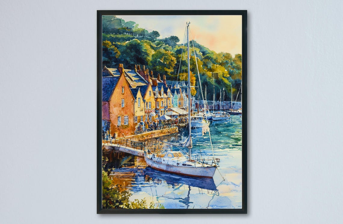 Dartmouth Devon England Harbor Georgian Waterfront Sailboat Poster