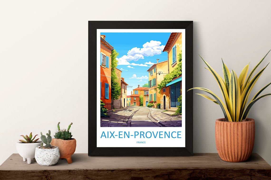 Aix-en-Provence France Cobblestone Old Town Street Travel Poster - Image 3