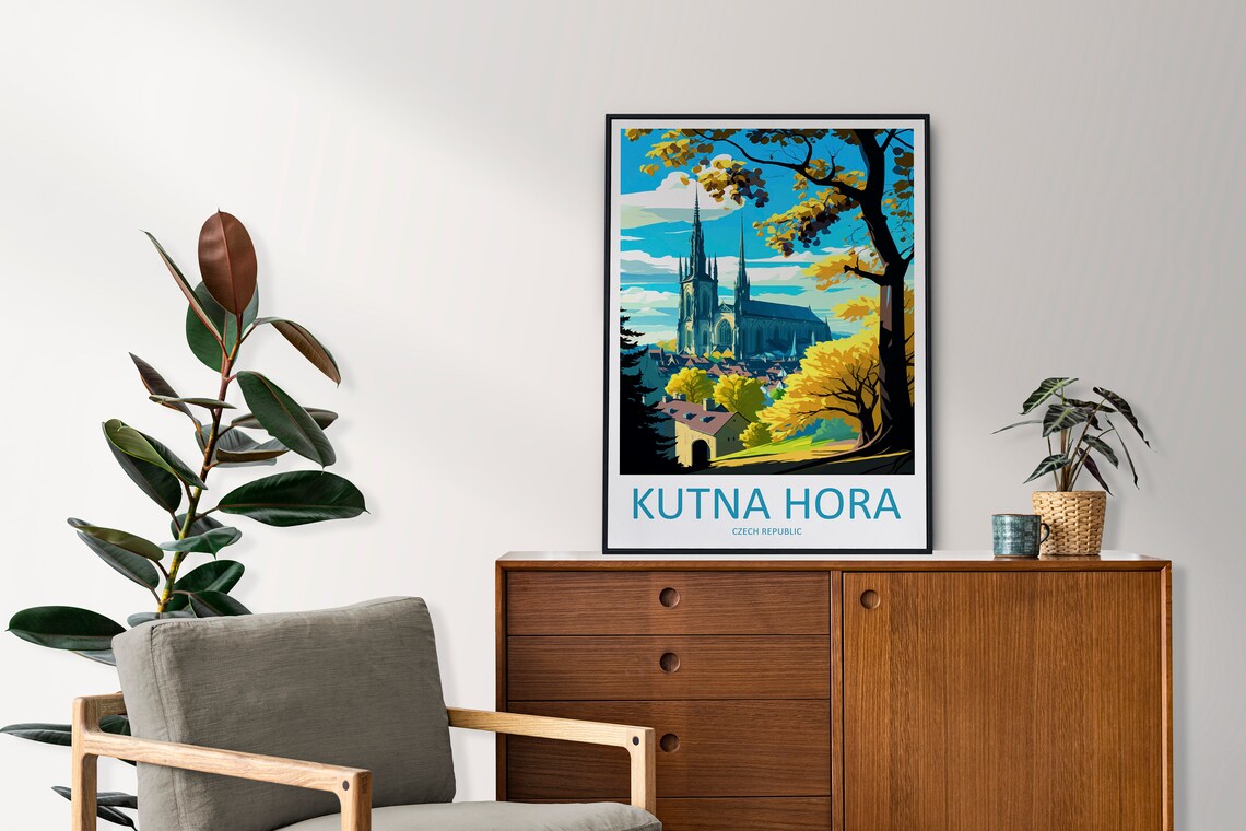 Kutna Hora Czech Republic Gothic Church Golden Autumn Trees Poster - Image 2