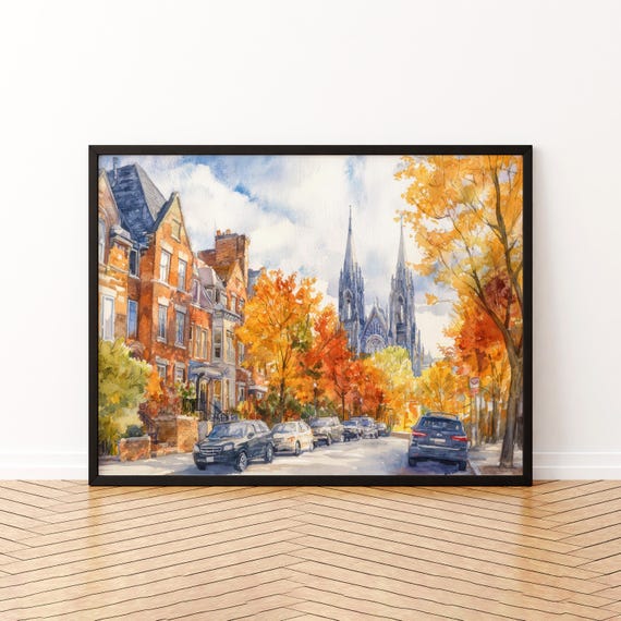 Montreal Watercolor Poster Landscape Wall Art Hanging Home Dcor Gift Lovers Canada