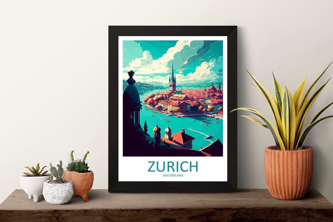 Zurich Travel Poster, Switzerland Wall Decor - Image 3
