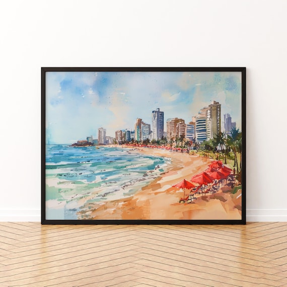 Durban Watercolor Poster Beach Promenade Wall Art Hanging Home Dcor Gift Lovers South Africa
