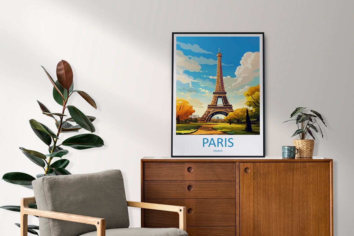 Paris France Eiffel Tower Autumn Gardens Daytime Travel Poster - Image 2
