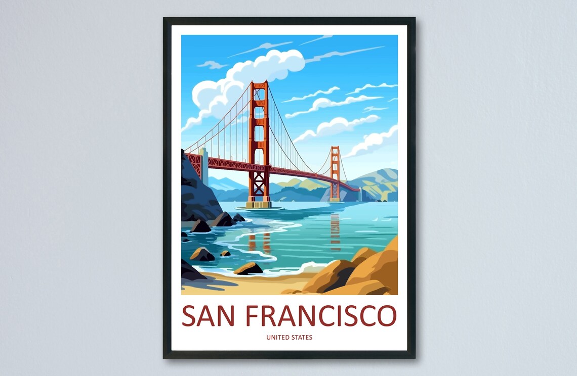 Golden Gate Bridge Travel Poster, San Francisco