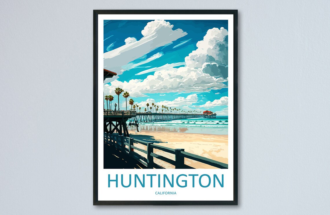 Huntington Beach Travel Poster, California Place Print