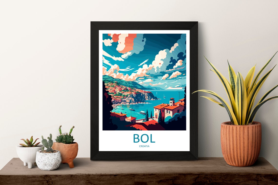 Bol Croatia Adriatic Coast Town Dramatic Clifftop View Travel Poster - Image 3