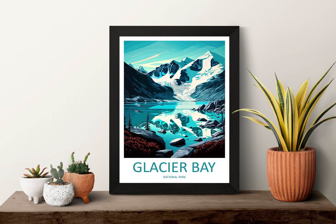 Glacier Bay National Park Teal Glacier Mountain Lake Travel Poster - Image 3
