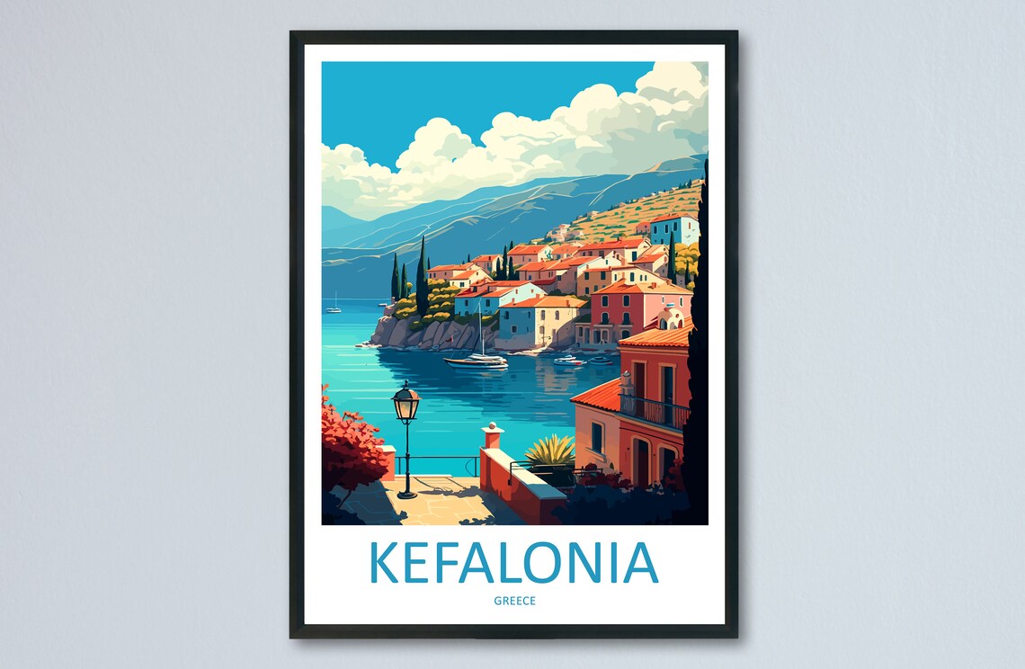 Kefalonia Greece Travel Poster, Home Decor