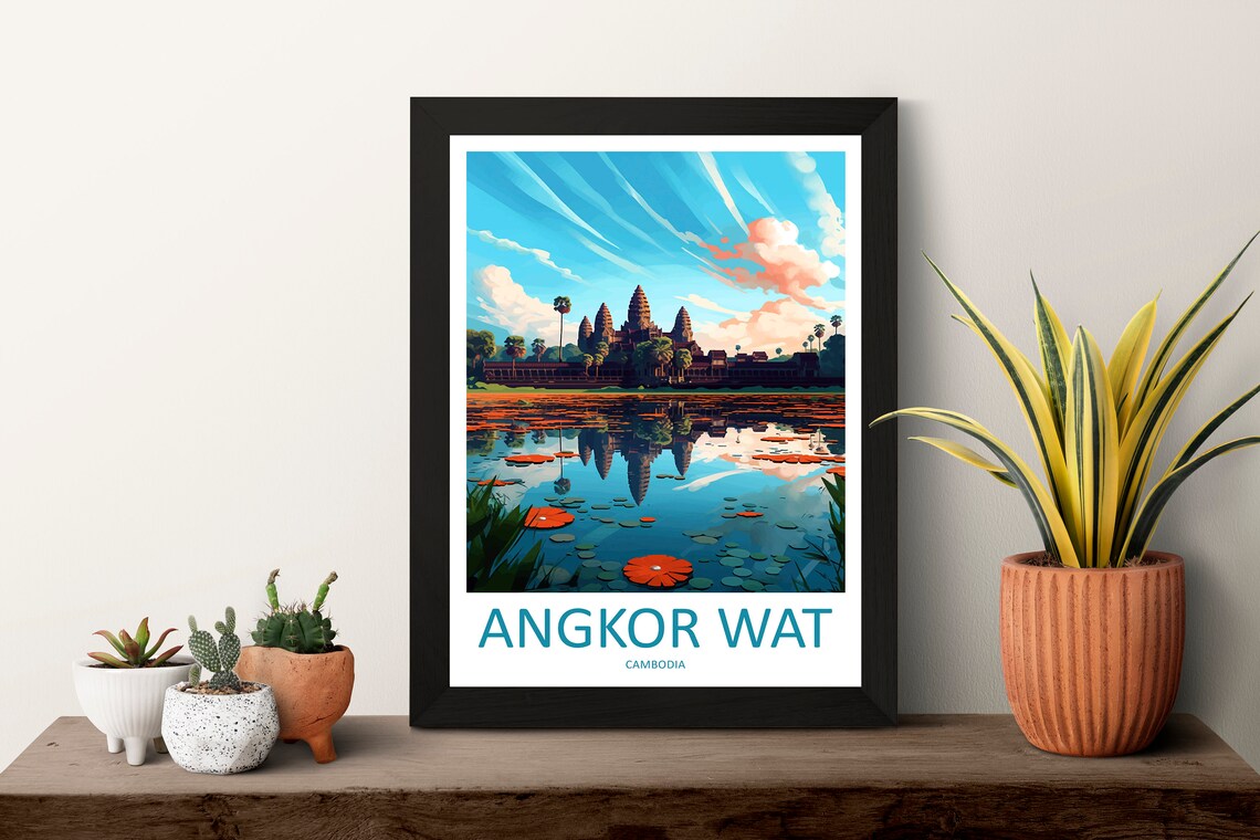 Angkor Wat Travel Poster, Cambodia Landmark - Image 3