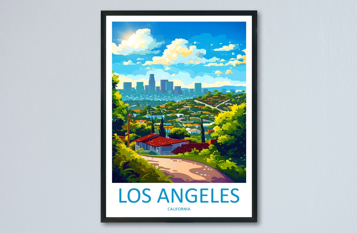 Los Angeles Travel Print Wall Art Los Angeles Wall Hanging Home Dcor Los Angeles Gift Art Lovers California Art Lover Gift Los Angeles Deco
