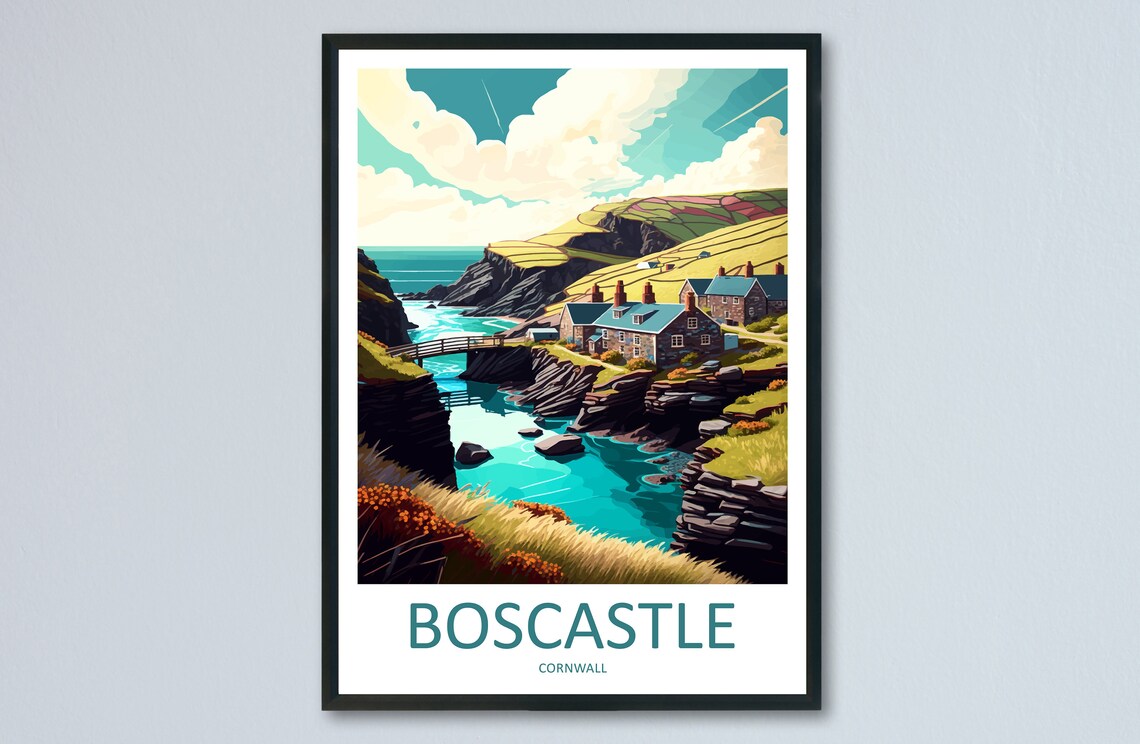 Boscastle Travel Poster, England Place Print