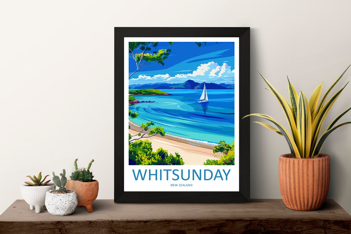 Whitsunday Turquoise Bay Sailboat Sparkling Seaside Travel Poster - Image 3