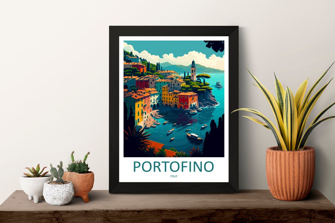 Portofino Travel Poster, Italy Wall Art - Image 3