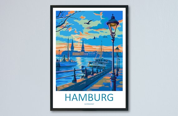 Hamburg Travel Poster, Germany Place Print