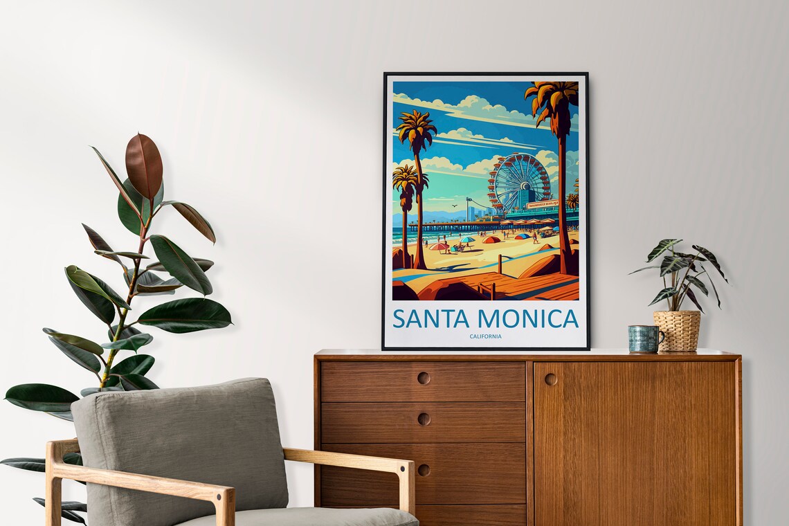 Santa Monica Travel Poster, California Wall Decor - Image 2