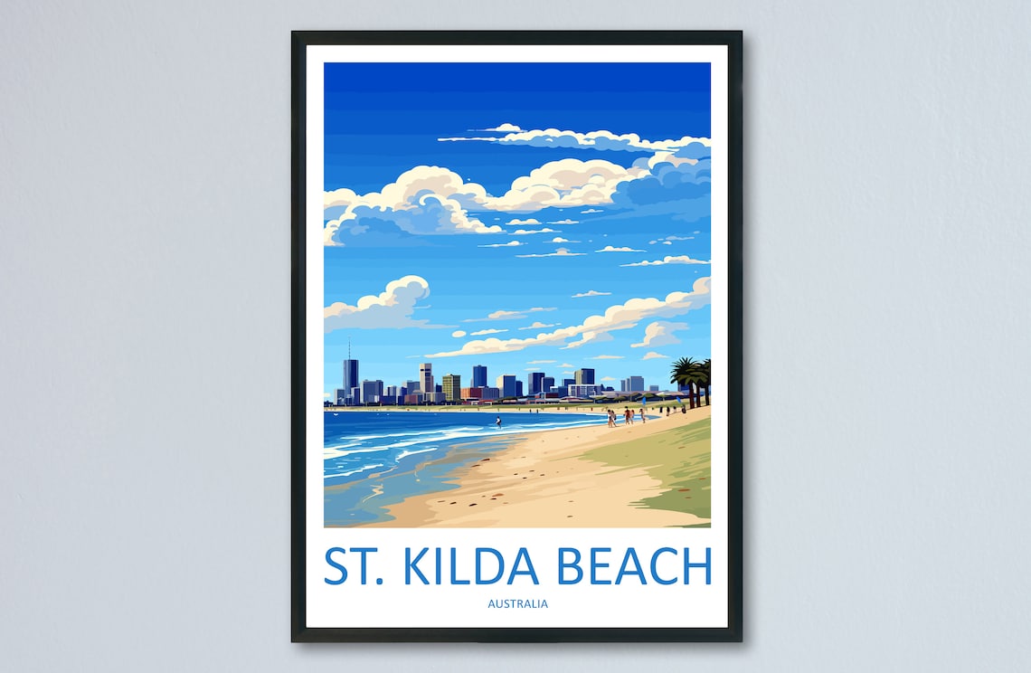 St Kilda Beach Travel Poster, Australia Wall Art