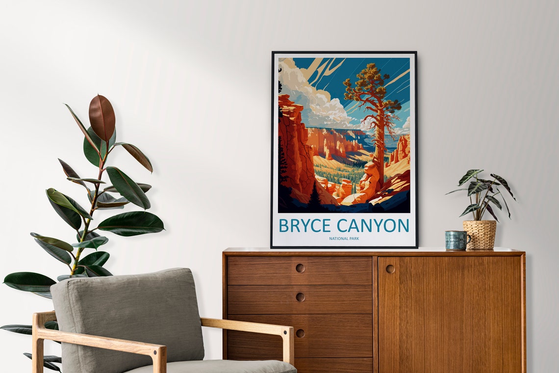 Bryce Canyon National Park Hoodoos and Lone Tree Travel Poster - Image 2