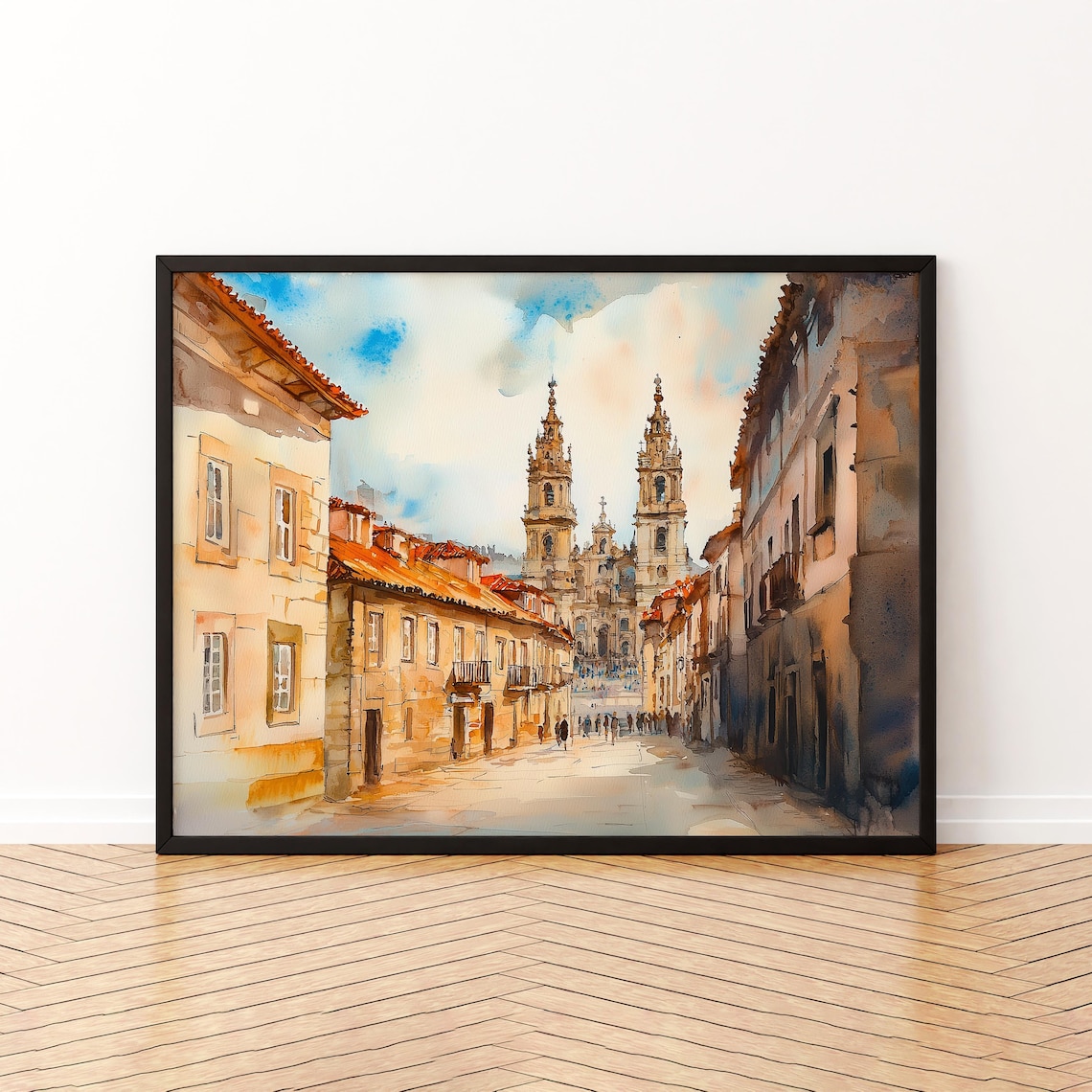 Santiago De Compostela Watercolor Poster, Travel Poster