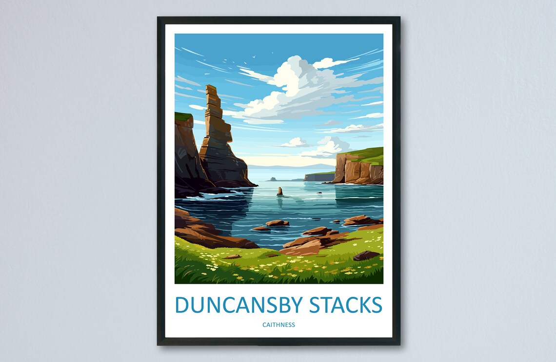 Duncansby Stacks Caithness Sea Cliffs Scotland Travel Poster