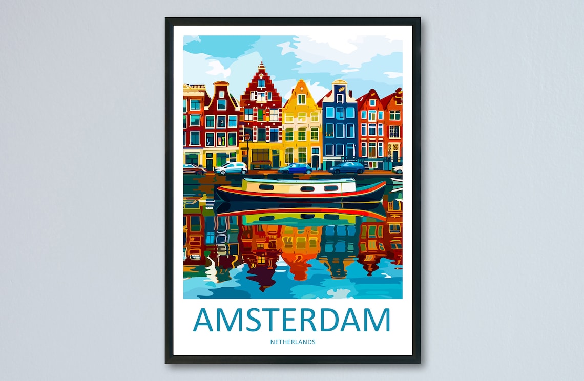 Amsterdam Travel Poster, Europe Home Decor