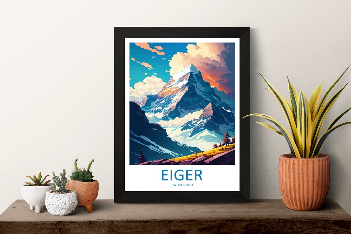 Eiger Travel Poster, Switzerland Mountain View - Image 3