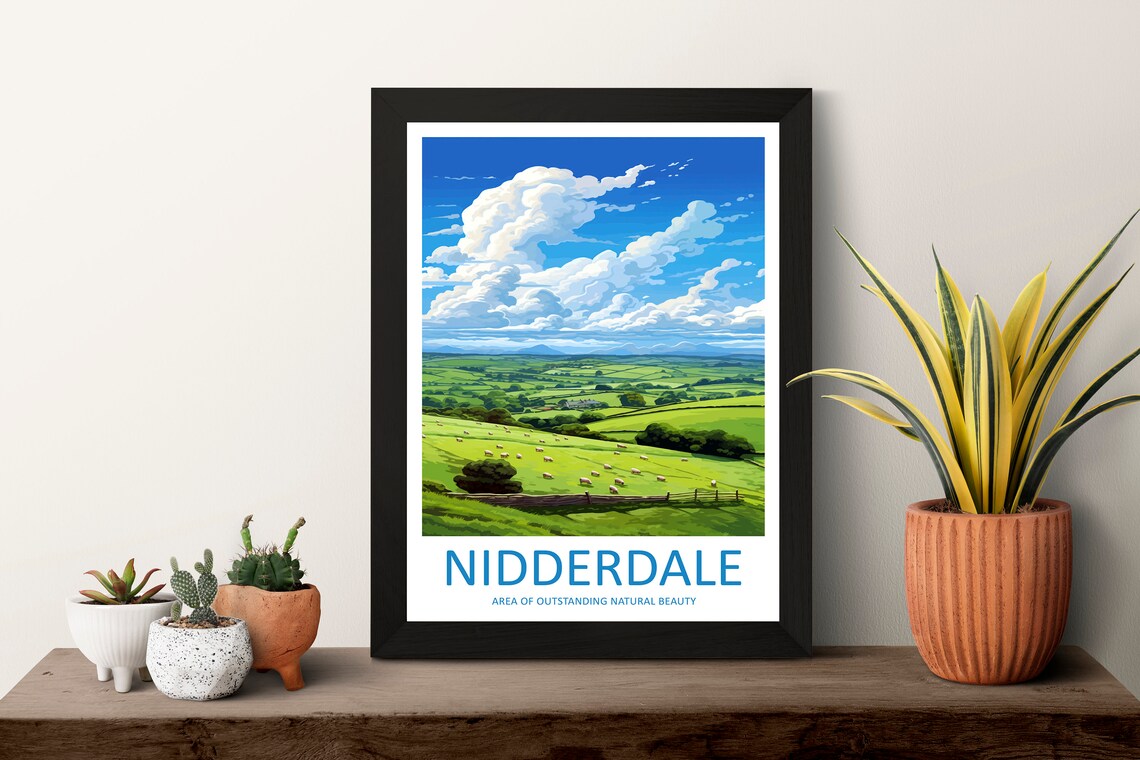 Nidderdale England Green Rolling Hills Valley Scenic Art Poster - Image 3