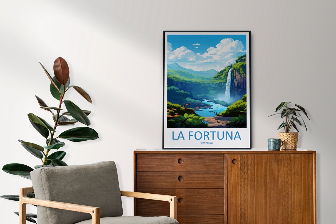 La Fortuna Waterfall Costa Rica Jungle Falls Tropical Travel Poster - Image 2