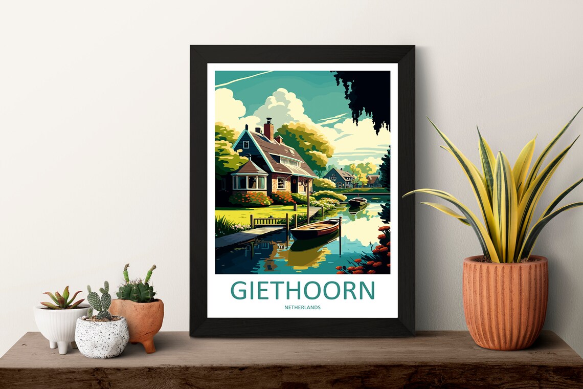 Giethoorn Travel Poster, Netherlands Place Print - Image 3
