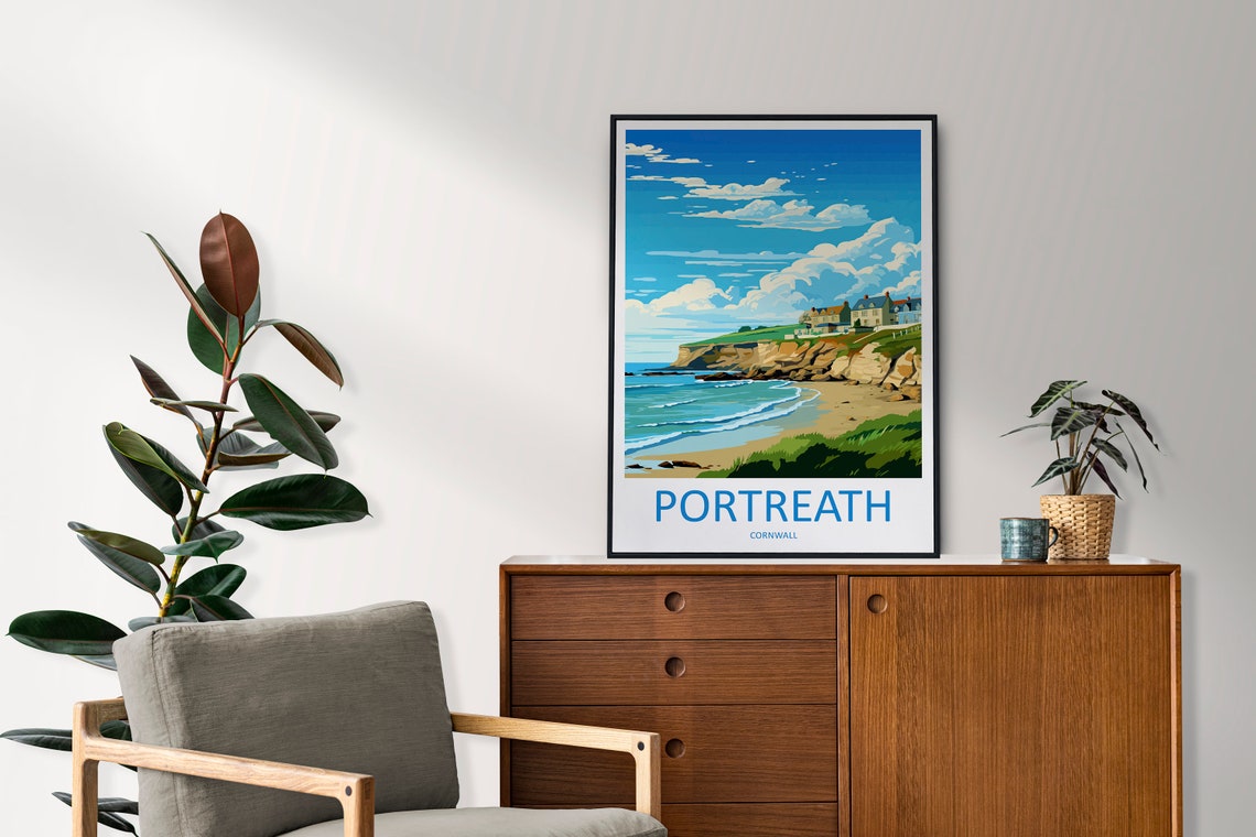 Portreath Cornwall Beach Cliffs Seaside Vintage Travel Poster - Image 2
