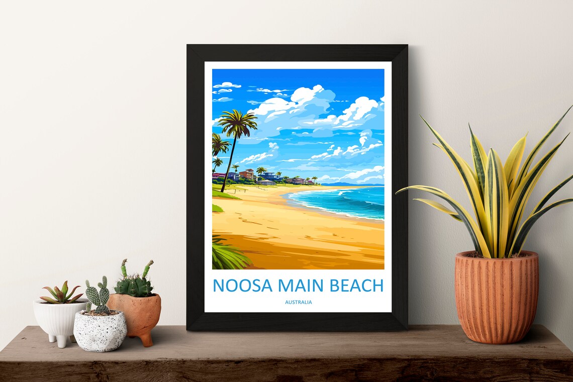 Noosa Main Beach Travel Poster, Australia Wall Art - Image 3