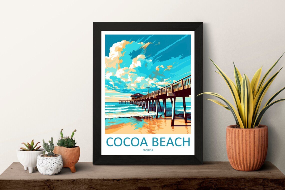Cocoa Beach Travel Poster, Florida Coastal Destination - Image 3