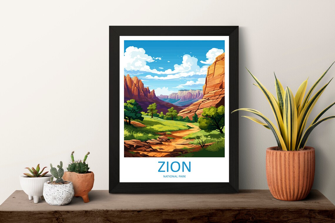 Zion National Park Travel Print Wall Art Zion National Park Wall Hanging Home Dcor Zion National Park Art Lovers Utah Art Lover Gift - Image 3
