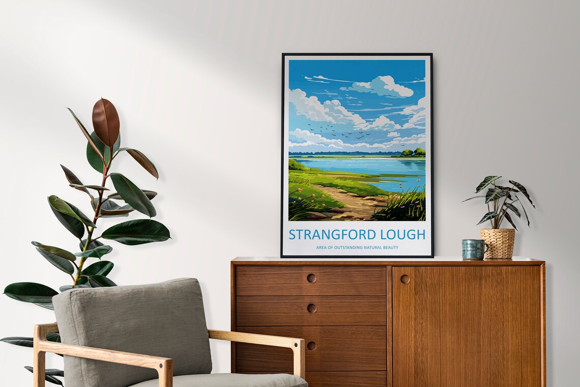 Strangford Lough Travel Poster, AONB Wall Print - Image 2