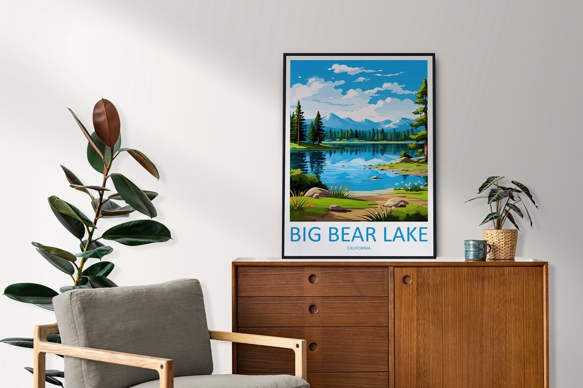 Big Bear Lake California Pine Forest Scenic Lakeside Travel Poster - Image 2