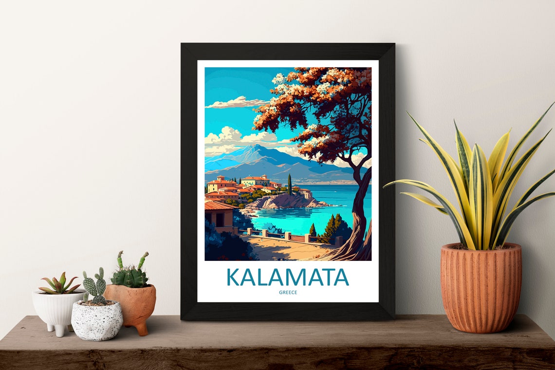 Kalamata Greece Coastal Town Mountains Turquoise Sea Travel Poster - Image 3