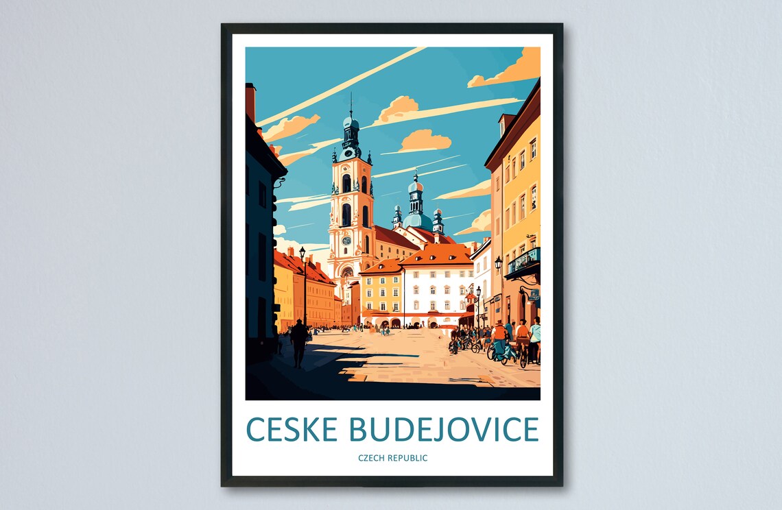 Ceske Budejovice Travel Poster, Czech Republic Wall Art