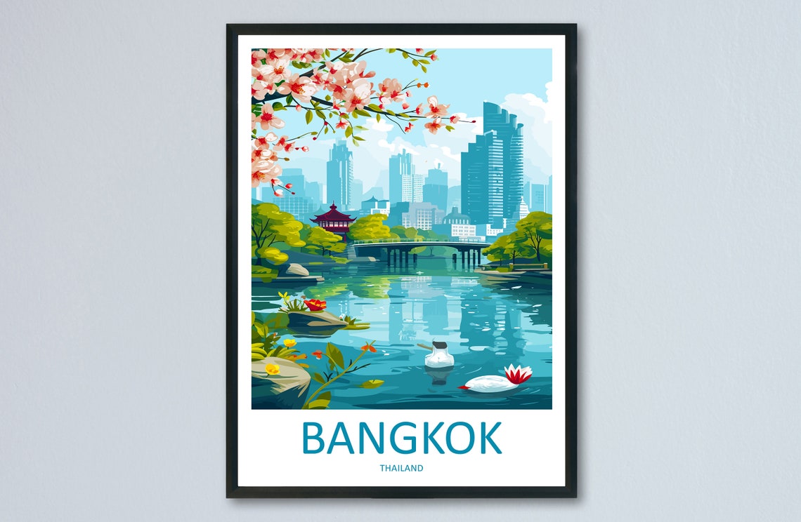 Bangkok Travel Print Wall Art Bangkok Wall Hanging Home Decor Bangkok Gift Art Lovers Wall Art Thailand Travel Print Gift Thai Travel Art