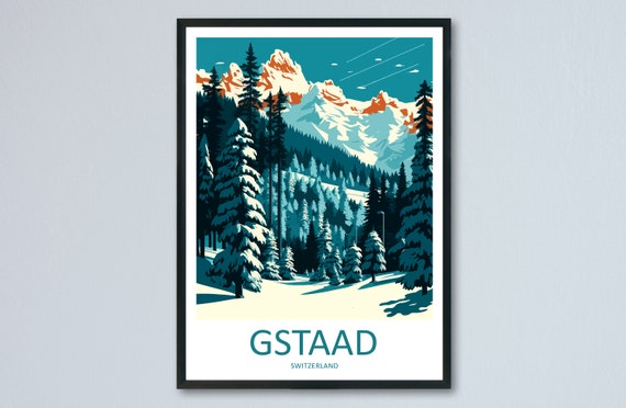 Gstaad Travel Print Wall Art Gstaad Wall Hanging Home Dcor Gstaad Gift Art Lovers Ski Art Lover Gift Gstaad Print Skiing Print Swiss Poster
