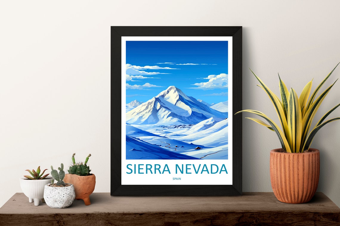 Sierra Nevada Snowcapped Peak Winter Mountains Spain Travel Poster - Image 3