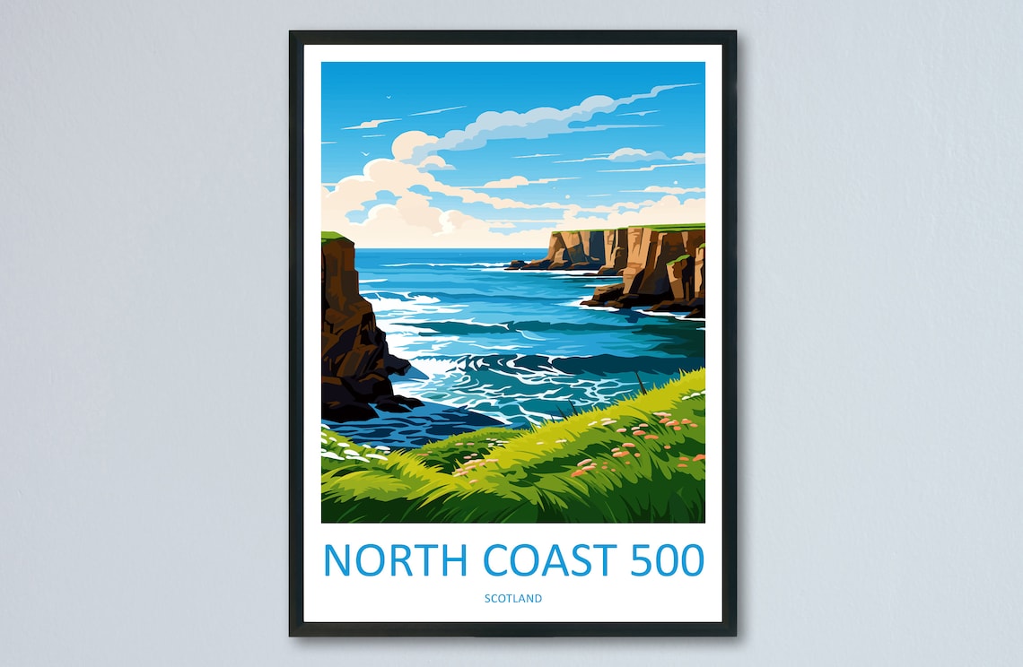 North Coast 500 Travel Poster, Scotland Route