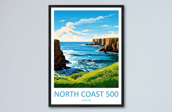 North Coast 500 Travel Poster, Scotland Route