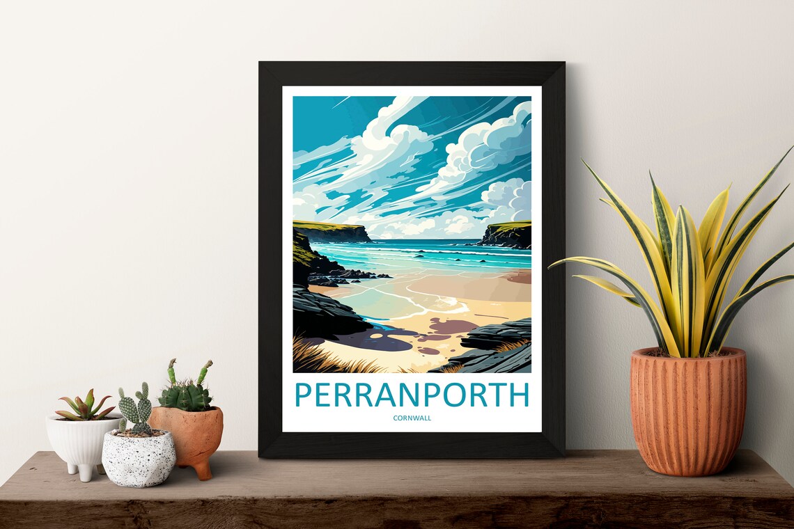 Perranporth Travel Poster, England Wall Art - Image 3